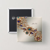 Elegante gouden juweelbloemen Button (Voorkant /achterkant)