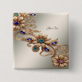 Elegante gouden juweelbloemen Button (Voorkant)