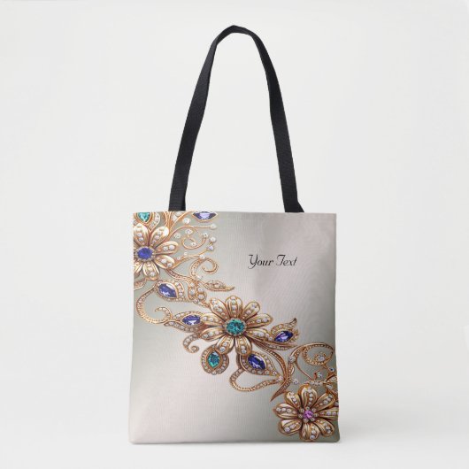 Elegante gouden juweelbloemen Canvas tas (Voorkant)