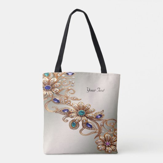 Elegante gouden juweelbloemen Canvas tas (Achterkant)