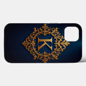 Elegante Gouden K Letter Monogram Case-Mate iPhone Case (Achterkant (horizontaal))