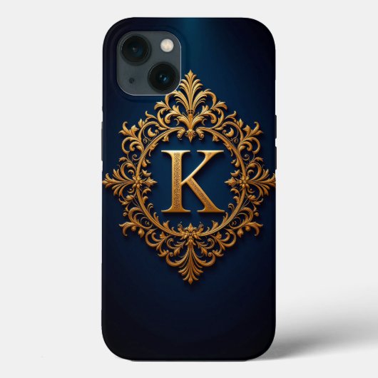 Elegante Gouden K Letter Monogram Case-Mate iPhone Case (Achterkant)