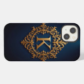Elegante Gouden K Letter Monogram iPhone Hoesje (Achterkant horizontaal)