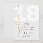 Elegante gouden kalligrafie 18e verjaardagsfeest kaart (Voorkant / Achterkant)