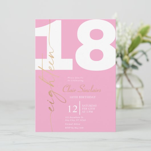 Elegante gouden kalligrafie 18e verjaardagsfeest u kaart (Staand voorkant)