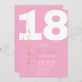 Elegante gouden kalligrafie 18e verjaardagsfeest u kaart (Voorkant / Achterkant)