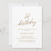 Elegante gouden kalligrafie 1e verjaardag kaart (Voorkant)