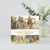Elegante Gouden Kalligrafie 3 Multi Foto Kerstmis Feestdagenkaart (Staand voorkant)