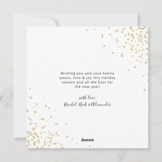 Elegante Gouden Kalligrafie 3 Multi Foto Kerstmis Feestdagenkaart (Achterkant)