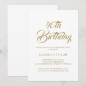 Elegante gouden kalligrafie 40e verjaardag uitnodi kaart (Voorkant / Achterkant)