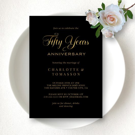 Elegante gouden kalligrafie 50e Jubileum bruiloft Kaart