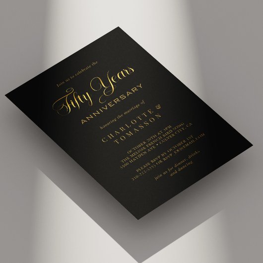 Elegante gouden kalligrafie 50e Jubileum bruiloft Kaart