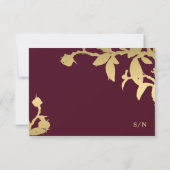 Elegante gouden kalligrafie bloemenbordeaux bruilo bedankkaart (Achterkant)