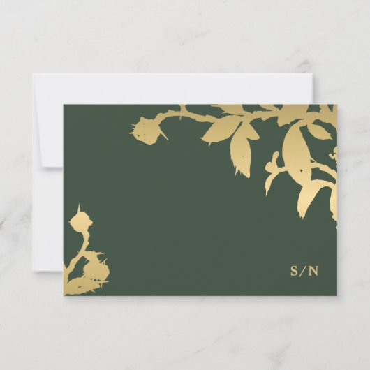 Elegante gouden kalligrafie bloemengroene bruiloft bedankkaart (Achterkant)