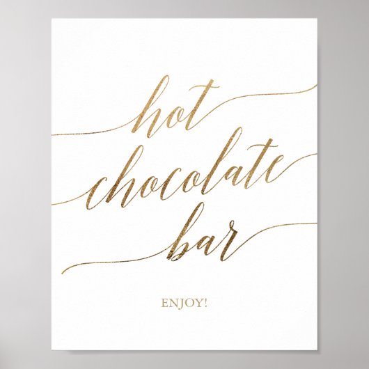 Elegante gouden kalligrafie bord voor hete chocola poster (Voorkant)
