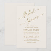 Elegante gouden kalligrafie bruids douche uitnodig kaart (Voorkant / Achterkant)