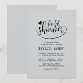 Elegante gouden kalligrafie bruids douche uitnodig kaart (Voorkant / Achterkant)