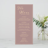 Elegante gouden kalligrafie bruiloft diner recepti menu (Staand voorkant)