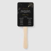 Elegante gouden kalligrafie bruiloft partij progra handwaaier (Achterkant)