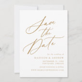 Elegante Gouden Kalligrafie Bruiloft Save The Date (Voorkant)