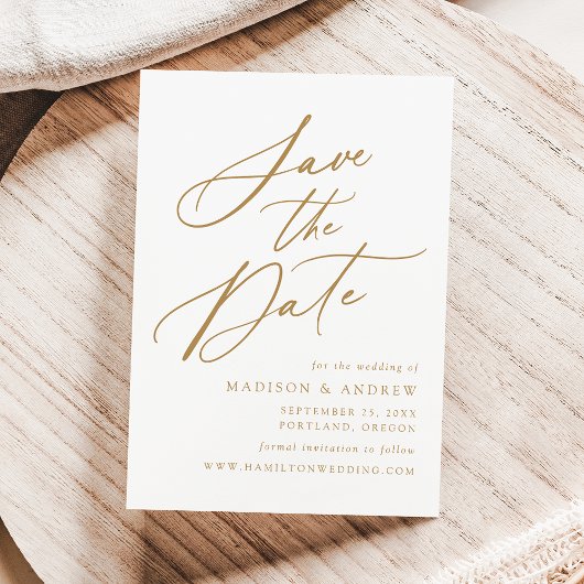 Elegante Gouden Kalligrafie Bruiloft Save The Date