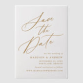 Elegante gouden kalligrafie bruiloft Save the Date Vellum Uitnodigingen (Voorkant)