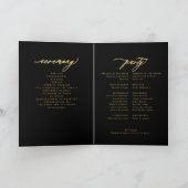 Elegante gouden kalligrafie bruiloft zwart programma (Binnen)