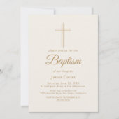 Elegante Gouden Kalligrafie Crème Kruisdoop Kaart (Voorkant)