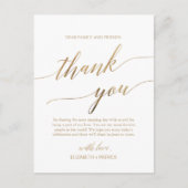 Elegante gouden kalligrafie Dank u Receptie Kaart (Voorkant)
