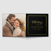 Elegante Gouden Kalligrafie Foto Huwelijk Chic Zwa Gastenboek (Volledig)