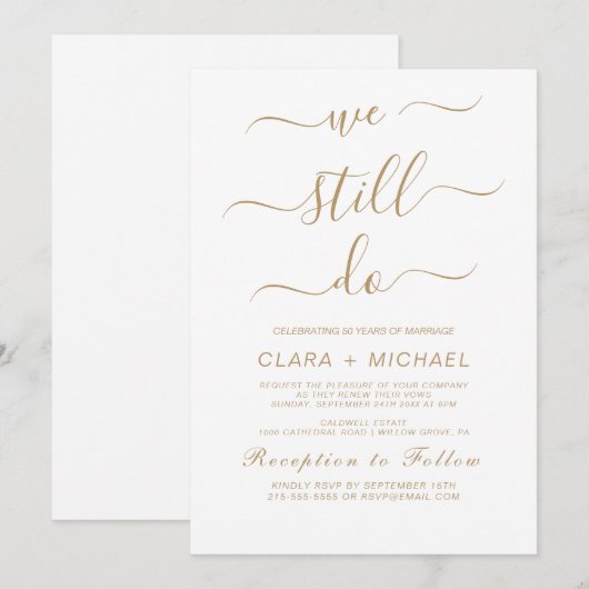 Elegante Gouden Kalligrafie Gelofte Vernieuwing Ui Kaart (Voorkant / Achterkant)