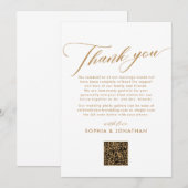 Elegante gouden kalligrafie huwelijks tafel bedankkaart (Voorkant / Achterkant)