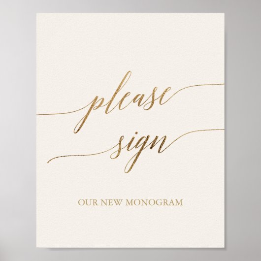 Elegante gouden kalligrafie ivoor a.u.b. teken pos poster (Voorkant)