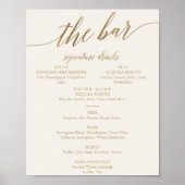 Elegante gouden kalligrafie | Ivoor De Bar Menu Poster (Voorkant)