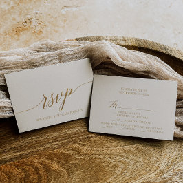 Elegante gouden kalligrafie | Ivoorkleurige menuke RSVP Kaartje