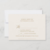 Elegante gouden kalligrafie ivoorkleurige song-rsv RSVP kaartje (Achterkant)