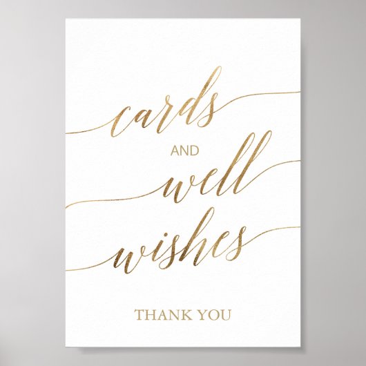 Elegante gouden kalligrafie Kaarten en Well Wishes Poster (Voorkant)