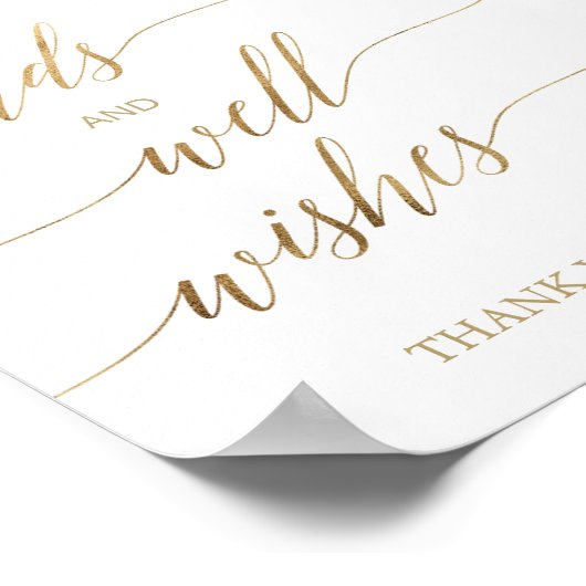 Elegante gouden kalligrafie Kaarten en Well Wishes Poster (Hoek)