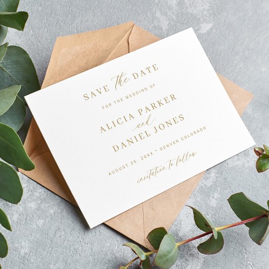 Elegante gouden kalligrafie klassieke bruiloft save the date