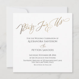 Elegante gouden kalligrafie "Kom bij ons" Bruiloft Kaart