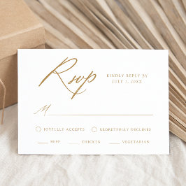 Elegante Gouden Kalligrafie Maaltijdkeuze Bruiloft RSVP Kaartje