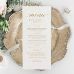 Elegante gouden kalligrafie Menu Kaart<br><div class="desc">Gouden kalligrafie Classic & Elegant bruiloft, feest of Jubileum Menu. Een elegant ontwerp in goud, zwart en wit of elke achtergrondkleur die u kiest. Klik gewoon op de koppeling voor verdere aanpassing, die wordt weergegeven onder het tekstvak aan de rechterkant, en kies uw aangepaste kleurenachtergrond. Deze teken poster sjabloon maakt...</div>