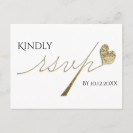 Elegante gouden kalligrafie met hart RSVP Uitnodiging Briefkaart