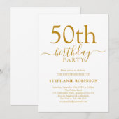 Elegante gouden kalligrafie Moderne 50ste verjaard Kaart (Voorkant / Achterkant)