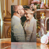 Elegante gouden kalligrafie Moderne foto bruiloft Kaart