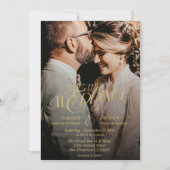 Elegante gouden kalligrafie Moderne foto bruiloft Kaart (Voorkant)