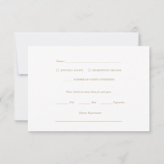 Elegante gouden kalligrafie op zwarte bruiloft RSVP kaartje (Achterkant)