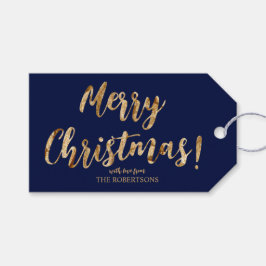 Elegante gouden kalligrafie Prettig kerstfeest cad Cadeaulabel