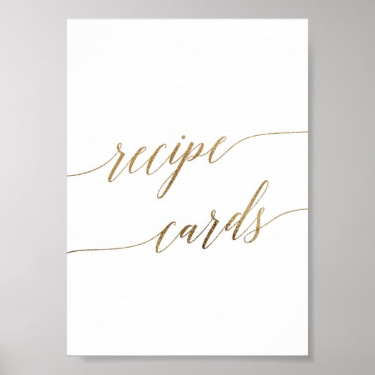 Elegante gouden kalligrafie receptkaartjes bord poster (Voorkant)