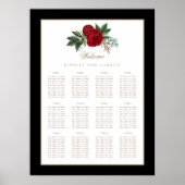 Elegante gouden kalligrafie rode bloemenbruiloft poster (Voorkant)